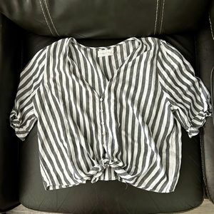 Striped Tie-Front Crop